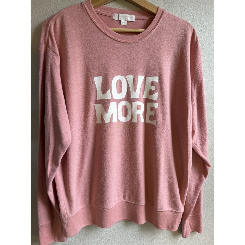 Spiritual Gangster Love More Savasana Sweatshirt Pink Women Size Medium Pullover